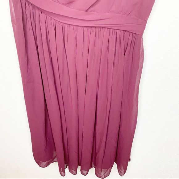 Eva Mendes Bridal Party New York And Company Maroon One Shoulder chiffon Dress - Picture 3 of 7